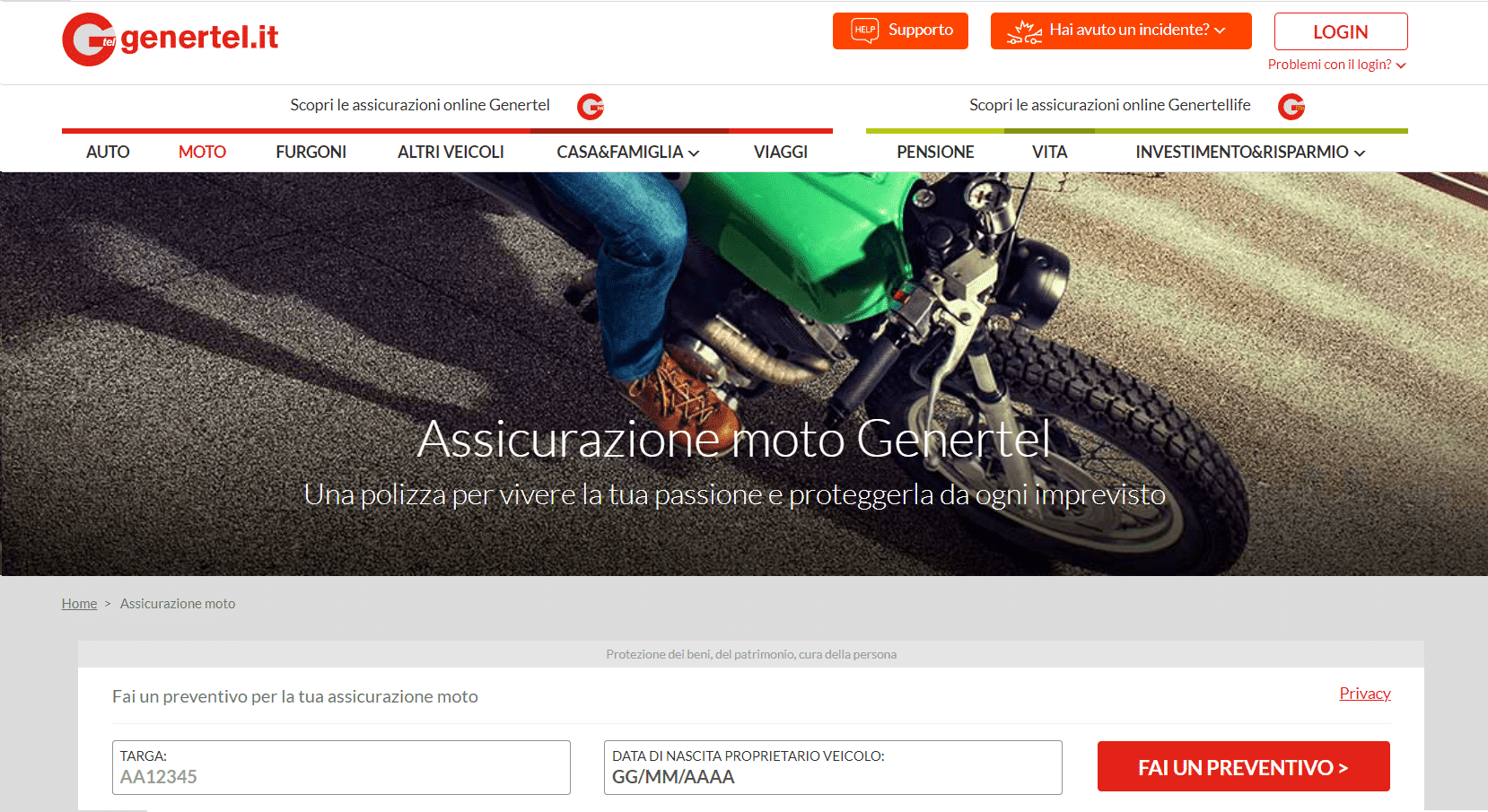 assicurazione genertel moto